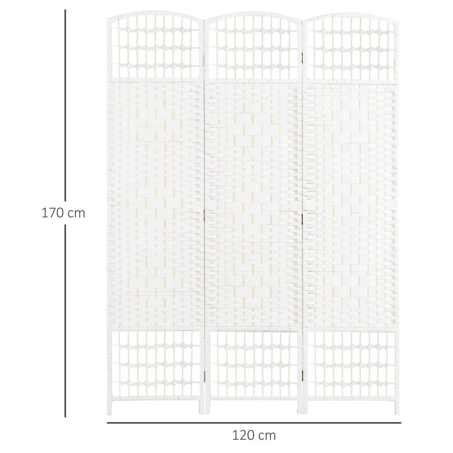 3 Panel Folding Room Divider, Privacy Screen, Freestanding Paravent Partition Separator for Living Room, Bedroom and Office, 120 x 170cm, White