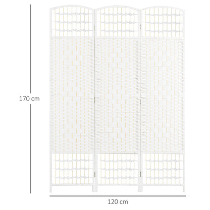 3 Panel Folding Room Divider, Privacy Screen, Freestanding Paravent Partition Separator for Living Room, Bedroom and Office, 120 x 170cm, White