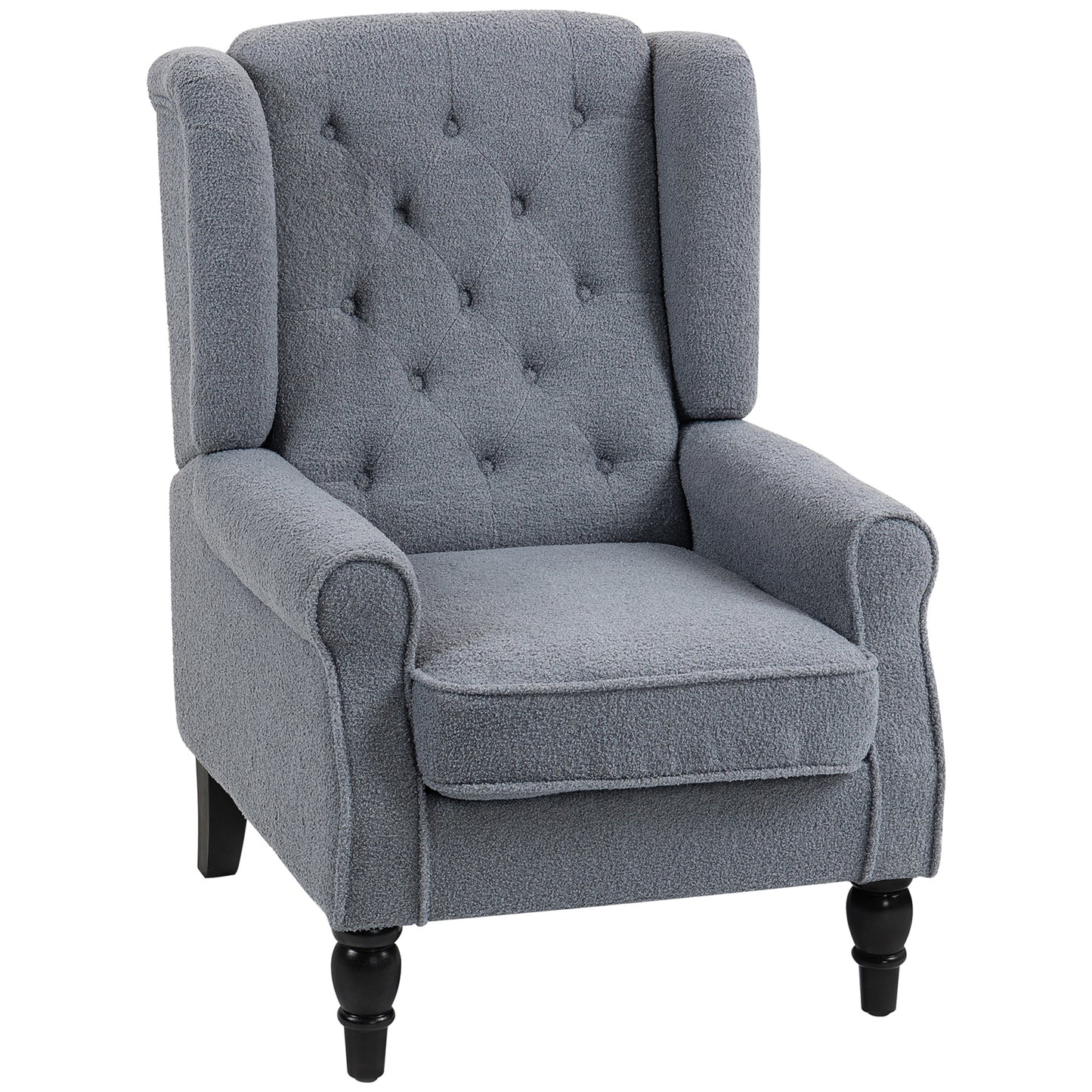 Accent Armchair Home Furniture Retro Tufted Club Fabric Grey
