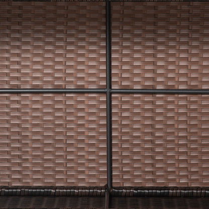Garden Rattan Side Table,Wicker Coffee Desk, Glass Top, Mixed Brown