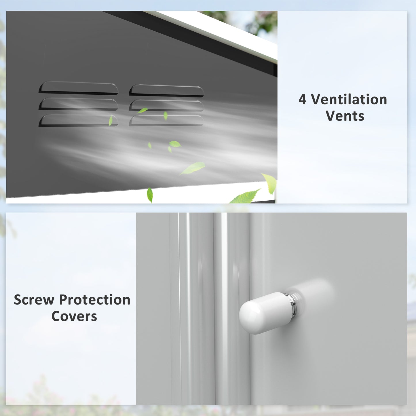 8 x 6ft Garden Storage Shed with Double Door, Dark Grey