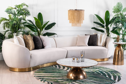 Equinox Six Seat Sofa – Chalk – Brushed Brass Base