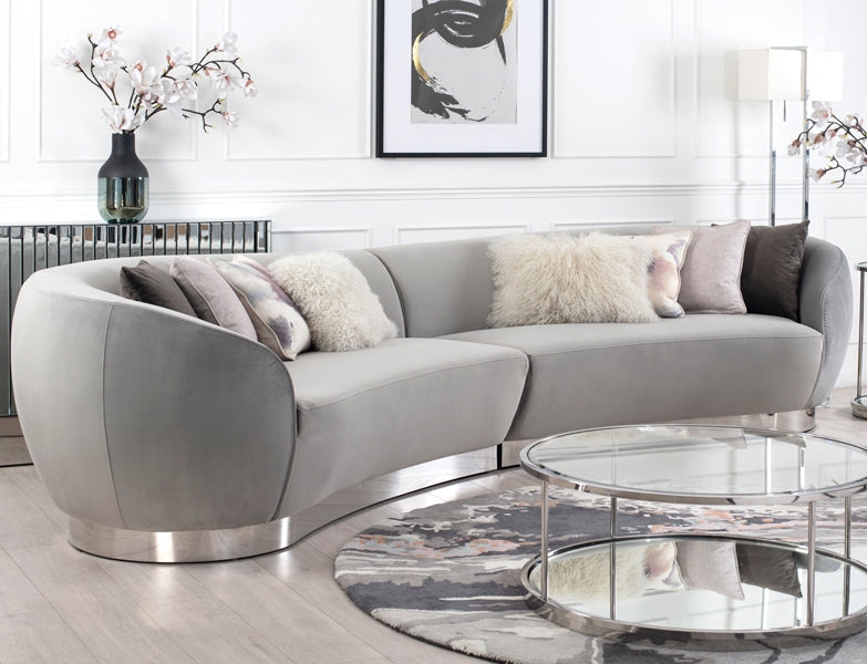Equinox Six Seat Sofa – Dove Grey – Polished Chrome Base