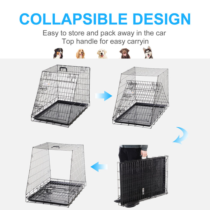 Trapeze Collapsible Dog Pet Travel Box Cage Removable Tray 93Lx58Wx65H cm