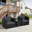 3 pcs PE Rattan Garden Furniture Patio Bistro Set Weave Conservatory Sofa Table and Chairs Set Black