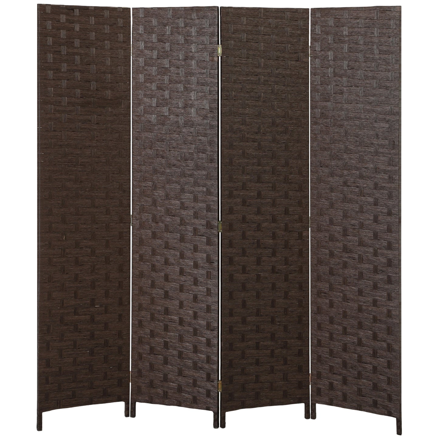 4-Panel Room Dividers, Wave Fibre Freestanding Folding Privacy Screen Panels, Partition Wall Divider for Indoor Bedroom Office, 170 cm, Dark Brown
