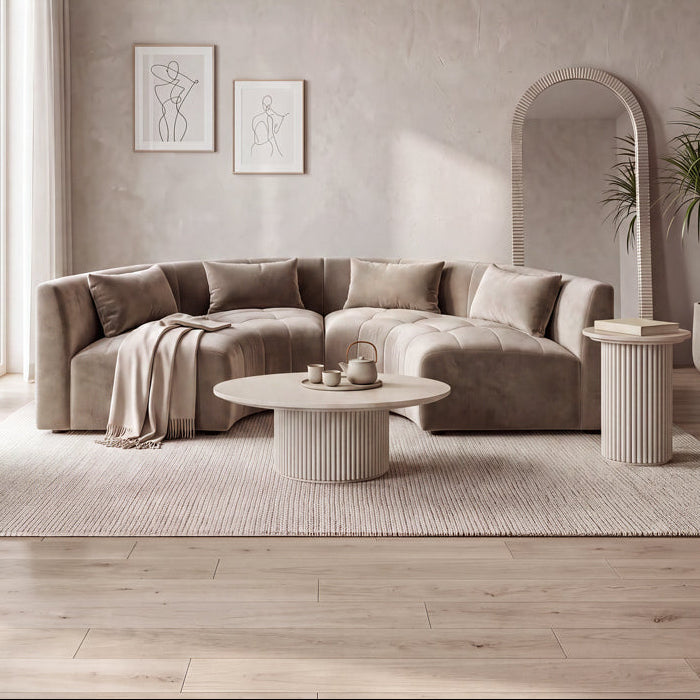 Essen 2 x Curved Corner Sofa Taupe