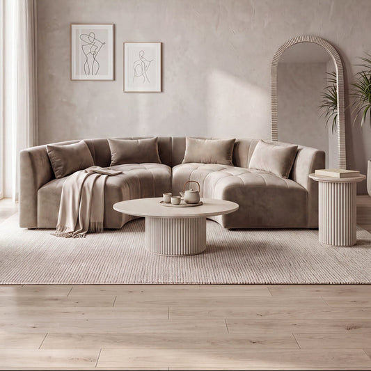 Essen 2 x Curved Corner Sofa Taupe