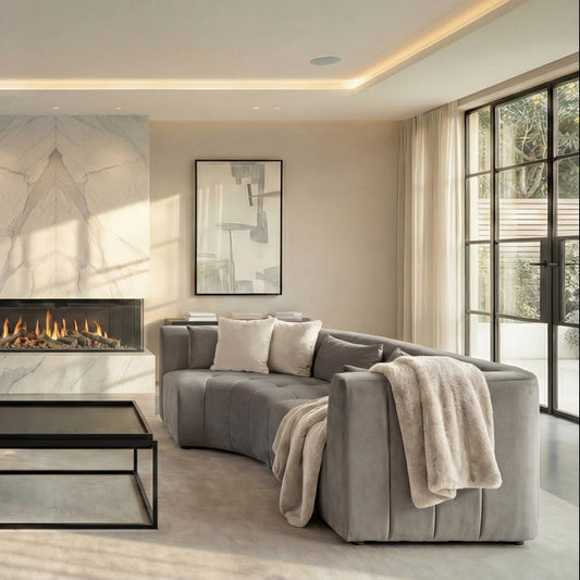 Essen Right Hand Curved Corner Sofa – Dove Grey