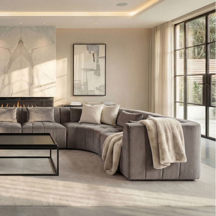 Essen Modular Velvet Lounge Suite - Dove Grey