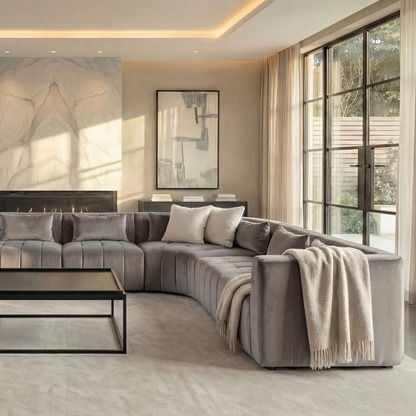 Essen Modular Velvet Super Lounge Suite - Dove Grey