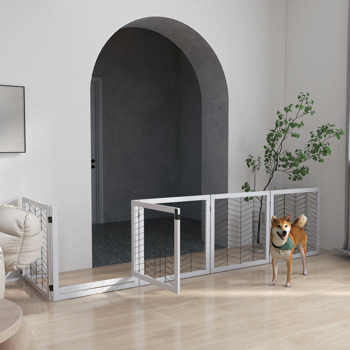 8 Panels Freestanding Dog Barrier for S and M Dogs - White