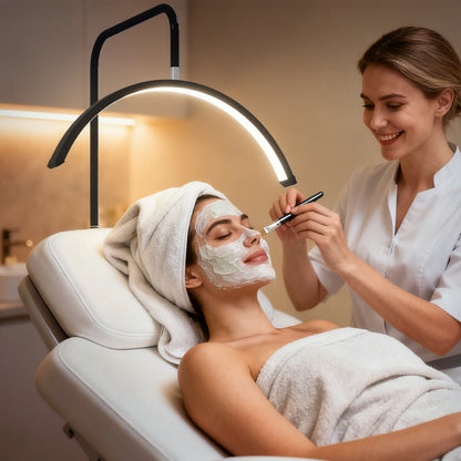 Half Moon Lash Light, Beauty Floor Lamp with Rotatable Head