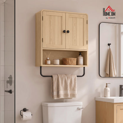 Bathroom Cabinet with 2 Doors and Adjustable Shelf, Oak