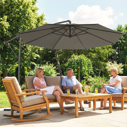 3 m Garden Cantilever Parasol with Cover, Rotation, Grey