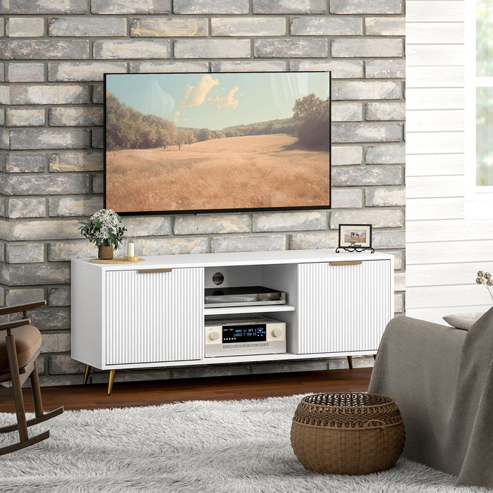 Modern TV Stand Cabinet with Storage for Living Room, White