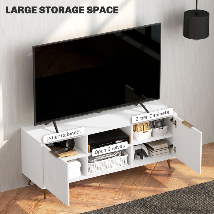 Modern TV Stand Cabinet with Storage for Living Room, White