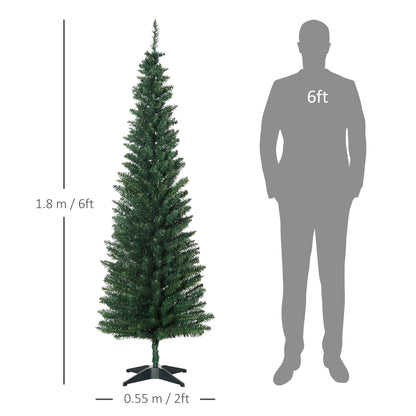 6FT Pencil Artificial Christmas Tree with Solid Stand Tips Green
