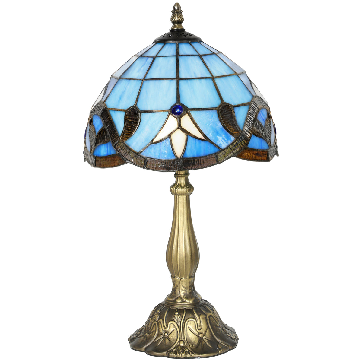Handcrafted Stained Glass Table Lamp (E27 Bulb Not Included) - Purple & Bronze