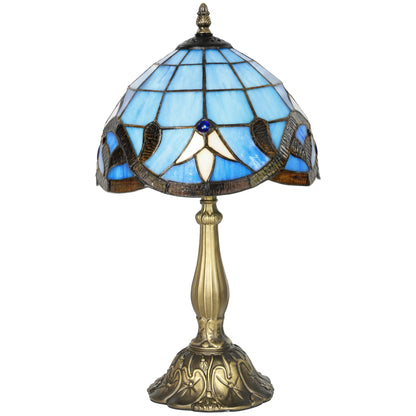 Handcrafted Stained Glass Table Lamp (E27 Bulb Not Included) - Purple & Bronze
