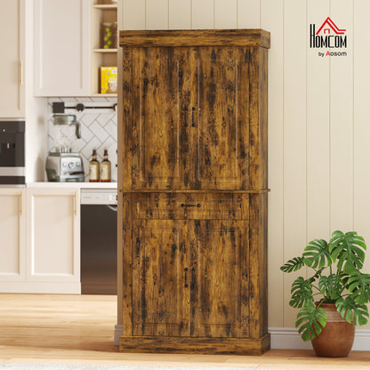 180cm Kitchen Pantry, KitchenStorage Cabinet with Shelves, Brown