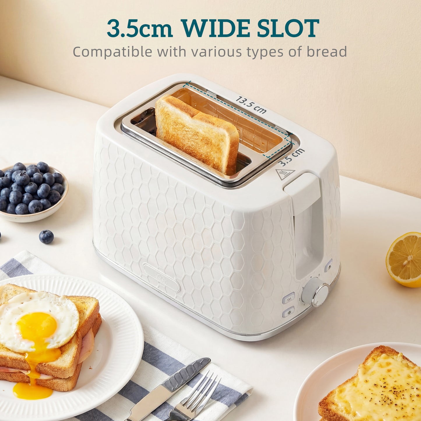 Kettle and Toaster Set with Limescale Filter, Crumb Tray, Cream