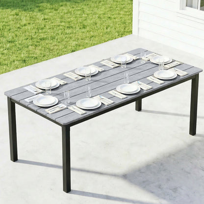 180 x 86 cm Garden Dining Table for 6-8 Person, Grey