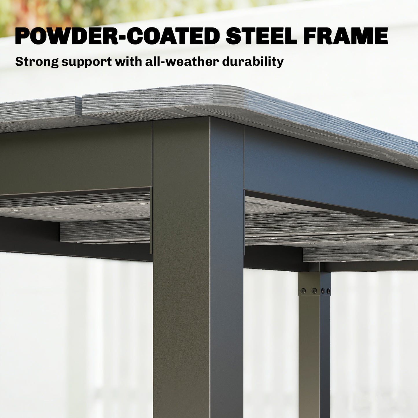 180 x 86 cm Garden Dining Table for 6-8 Person, Grey