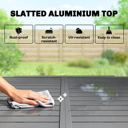 Extending Garden Table for 4-8, Aluminium Outdoor Table, Dark Grey