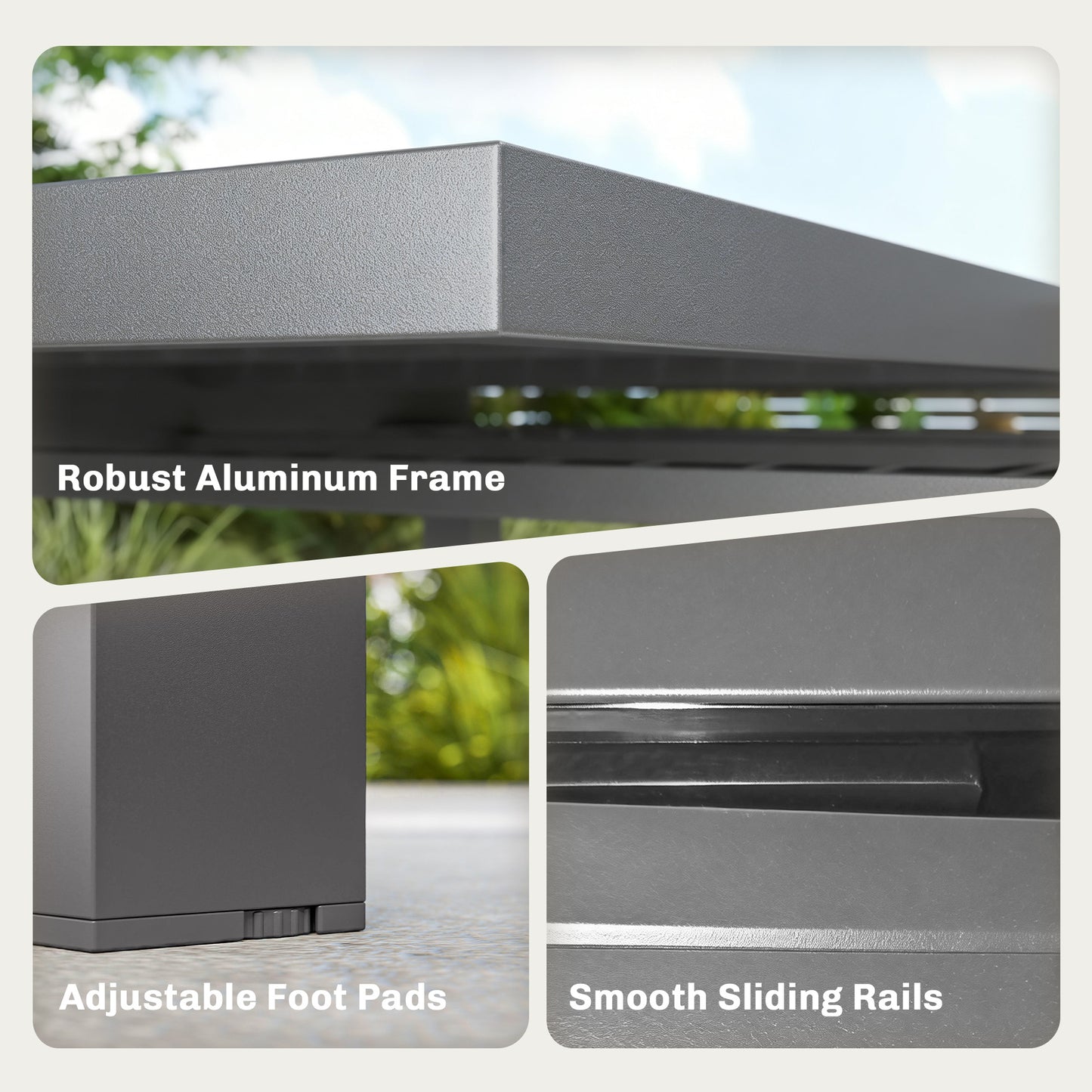 Extending Garden Table for 4-8, Aluminium Outdoor Table, Dark Grey