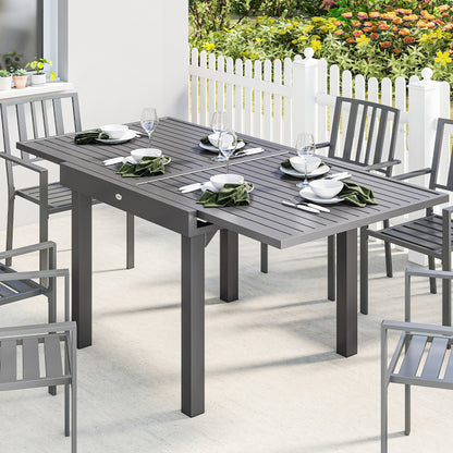 Extending Garden Table for 4-8, Aluminium Outdoor Table, Dark Grey