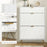 Slim Shoe Storage Cabinet with Flip Drawers for Entryway, Hallway, White