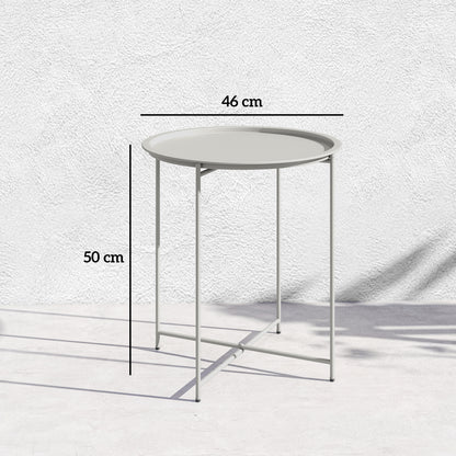 46cm Round Garden Table Side Table with Removable Tray, White