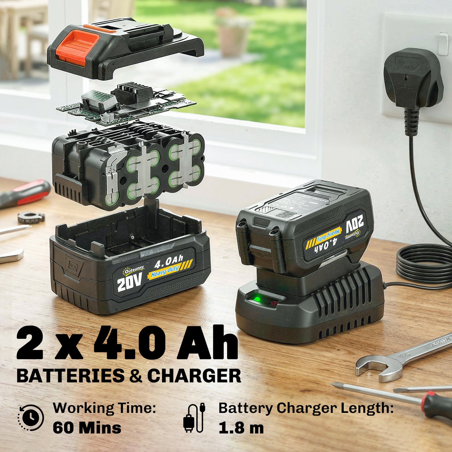 Cordless Pole Chainsaw, 1.94m/2.56m Electric Chainsaw