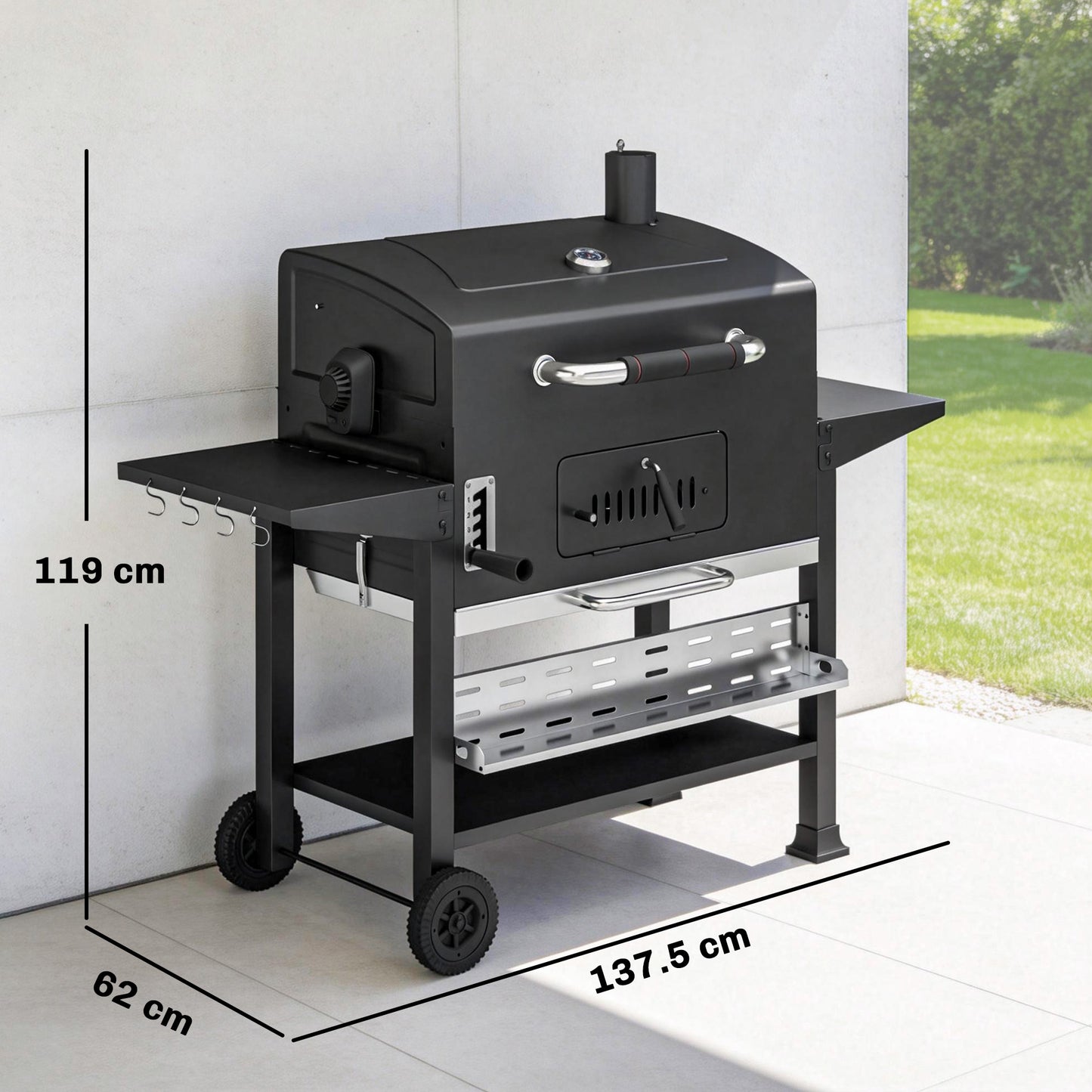 Charcoal BBQ Grill with Electric Rotisserie Kit, Barbecue Grill