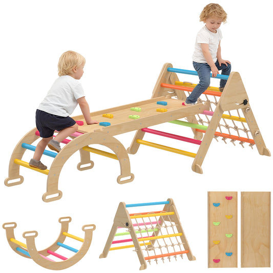 8-in-1 Toddler Climbing Frame, Play Triangle Set, Multicolour