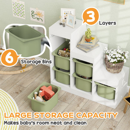 Kids Toy Storage Unit with Removable Bins, for 3-8 Years, Green