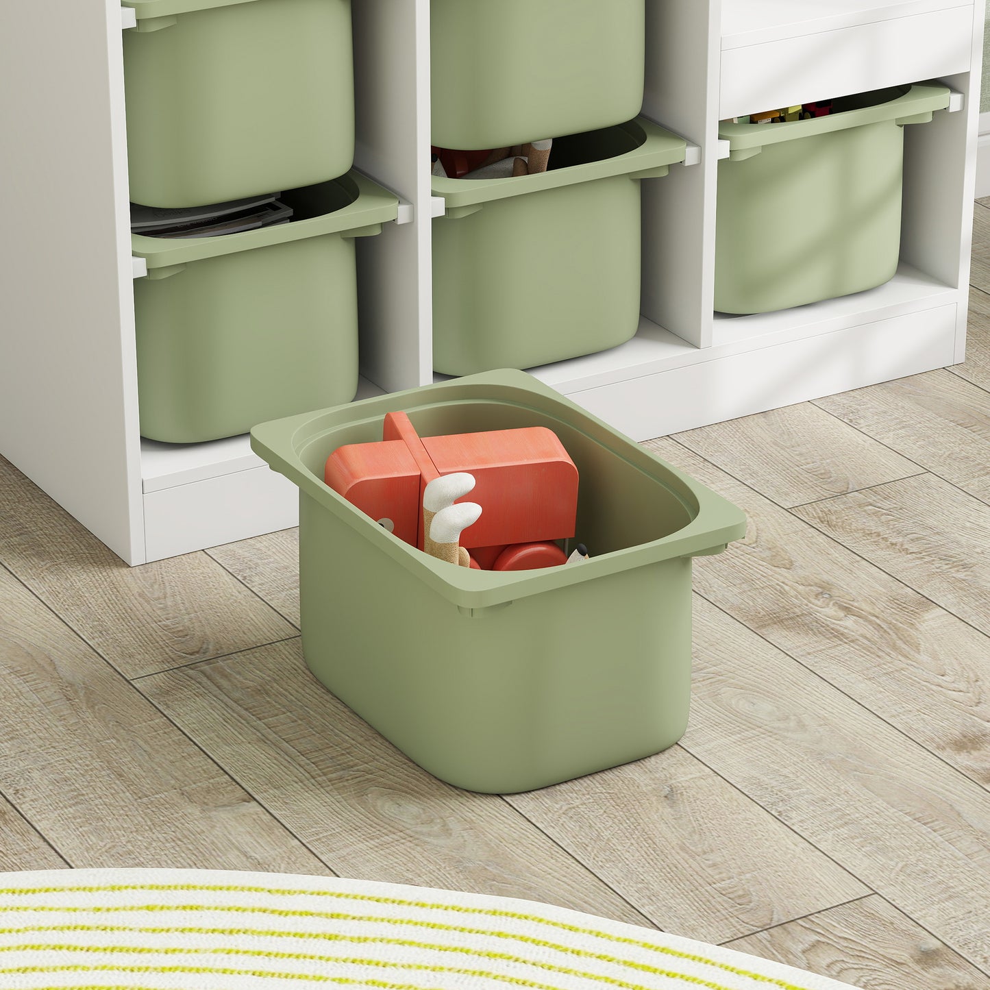 Kids Toy Storage Unit with Removable Bins, for 3-8 Years, Green