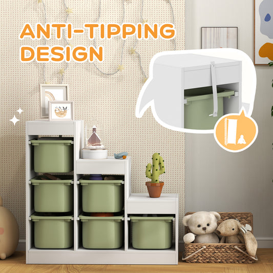 Kids Toy Storage Unit with Removable Bins, for 3-8 Years, Green