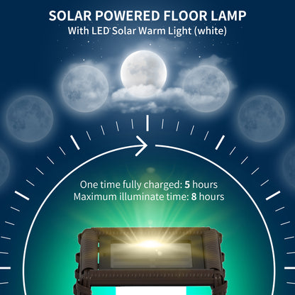 Solar Floor Lamp, Outdoor Garden Lantern Pathway & Decorative Lighting w/ Auto On/Off LED Lights, IP44, for Porch, Yard, Brown