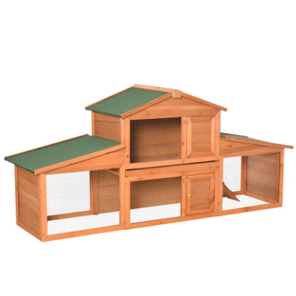 Rabbit Hutch, Guinea Pig Hutch Outdoor Wooden House w/ Run, Green