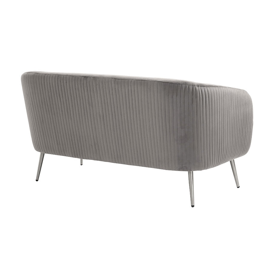 Roanna Two Seat Sofa - Dove Grey - Silver + Brass Legs