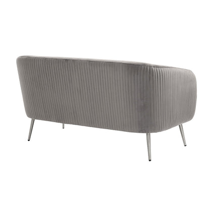 Roanna Two Seat Sofa - Dove Grey - Silver + Brass Legs