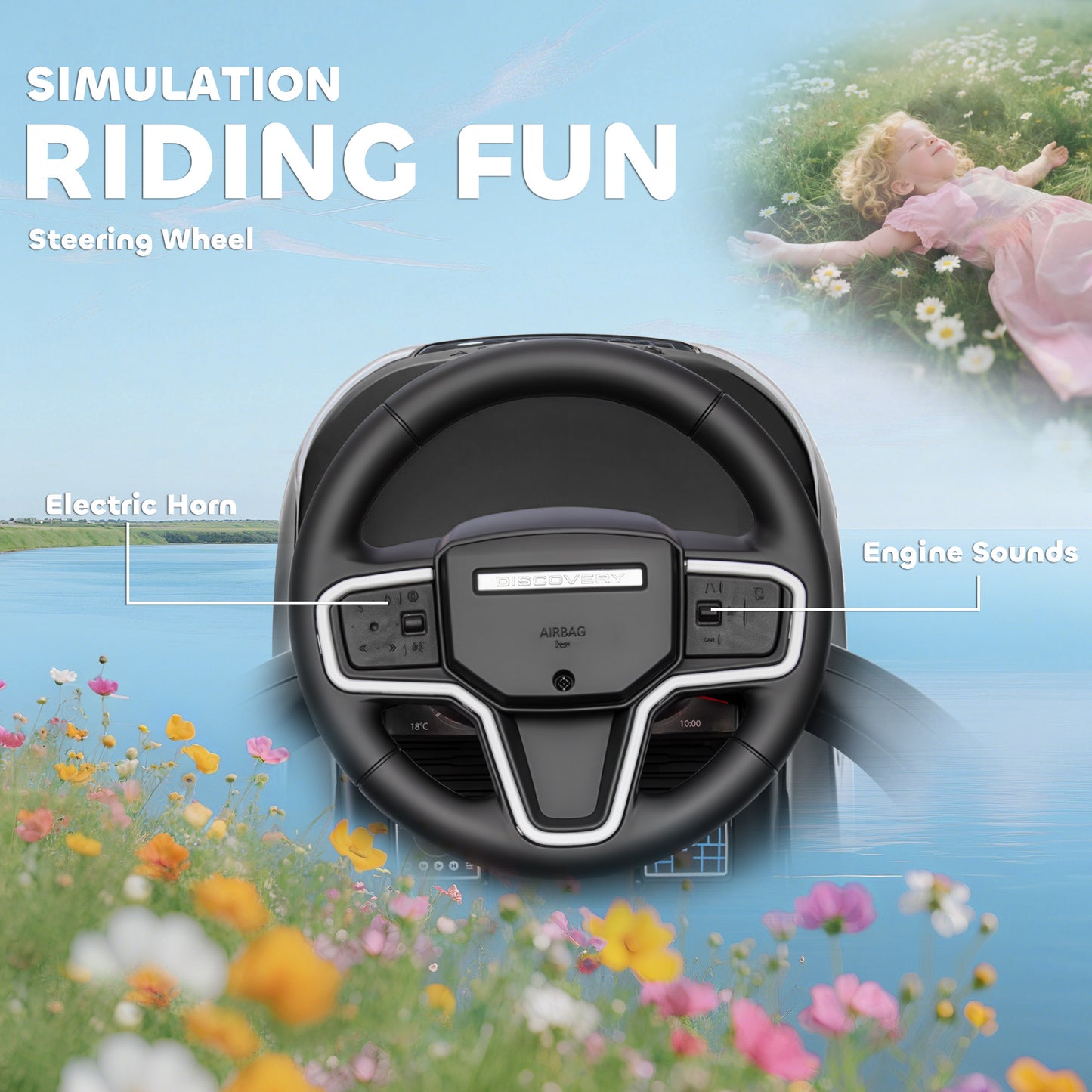 Land Rover Licensed Baby Push Car, 2-in-1 Ride on Car, Black