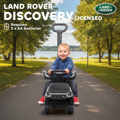 Land Rover Licensed Baby Push Car, 2-in-1 Ride on Car, Black