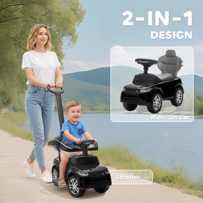 Land Rover Licensed Baby Push Car, 2-in-1 Ride on Car, Black