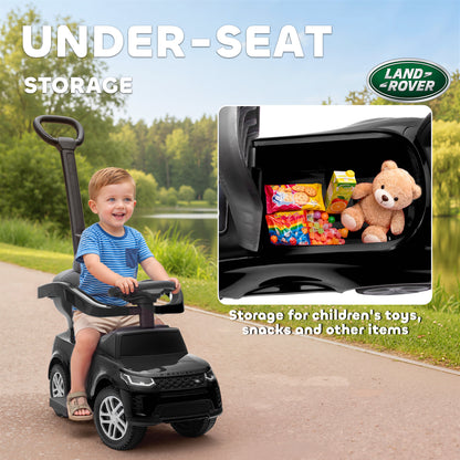 Land Rover Licensed Baby Push Car, 2-in-1 Ride on Car, Black