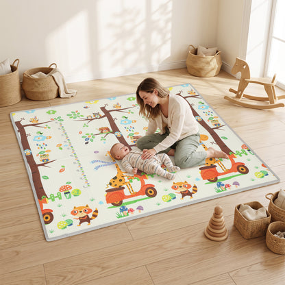 2m x 1.8m Reversible Folding Baby Play Mat with Storage Bag - Tree & Forest