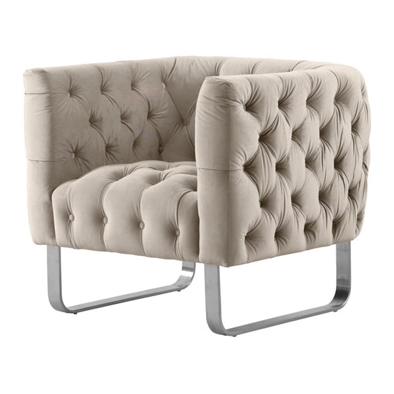 Grosvenor Armchair - Taupe - Brushed Silver