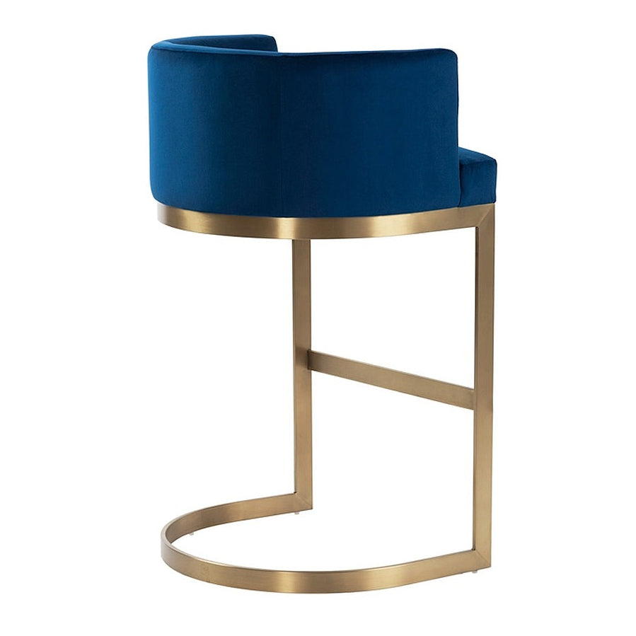 Lasco Bar Stool – Navy Blue - Brushed Brass Base